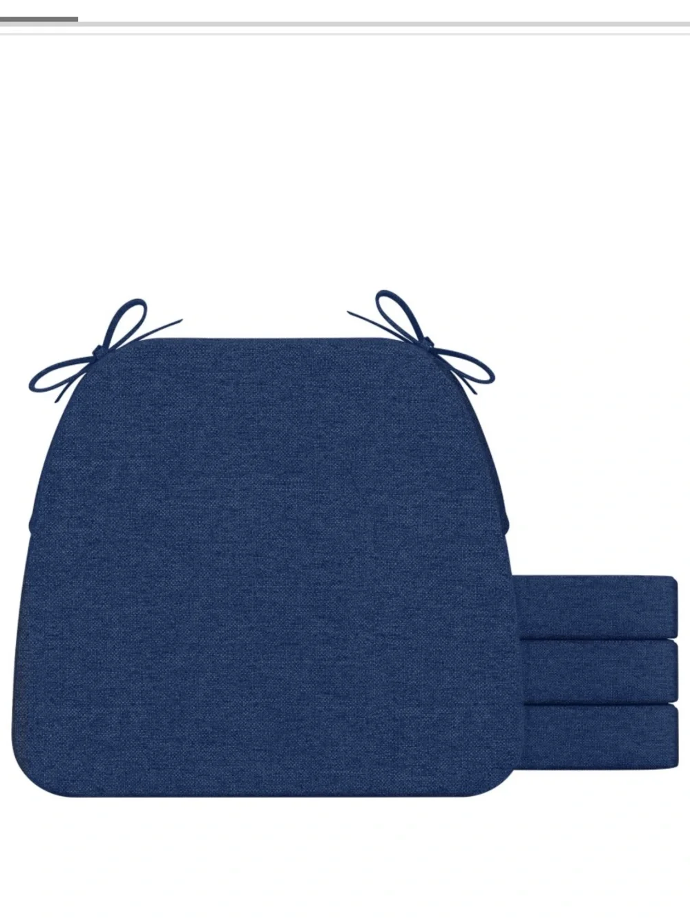 Set of 4 Navy Blue Dining Chair Cushions with Ties